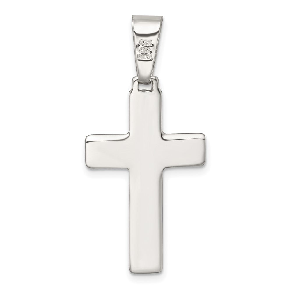 Sterling Silver Polished and Grooved Cross Pendant
