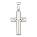 Sterling Silver Polished and Grooved Cross Pendant