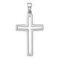 Sterling Silver Rhodium-plated Polished Cutout Cross Pendant