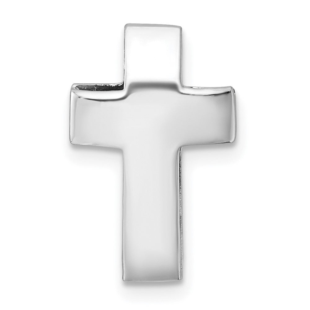 Sterling Silver Rhodium-plated Polished 3D Cross Chain Slide Pendant