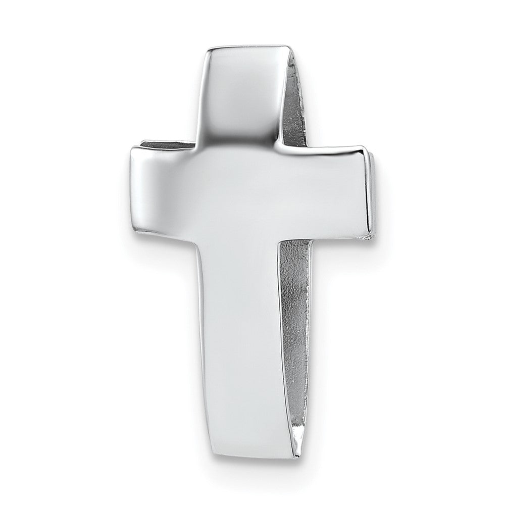 Sterling Silver Rhodium-plated Polished 3D Cross Chain Slide Pendant