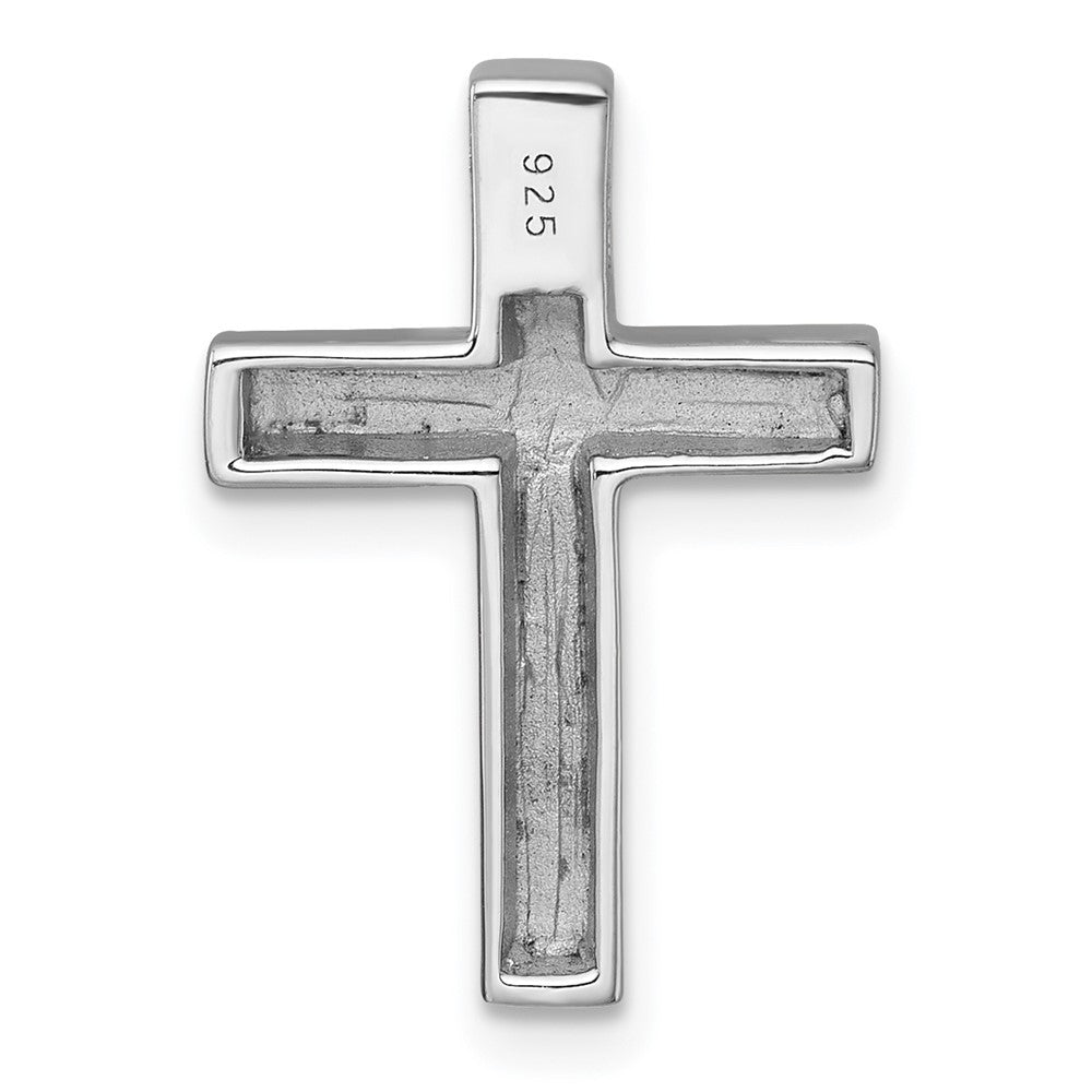 Sterling Silver Rhodium-plated Polished Enamel Cross Chain Slide Pendant