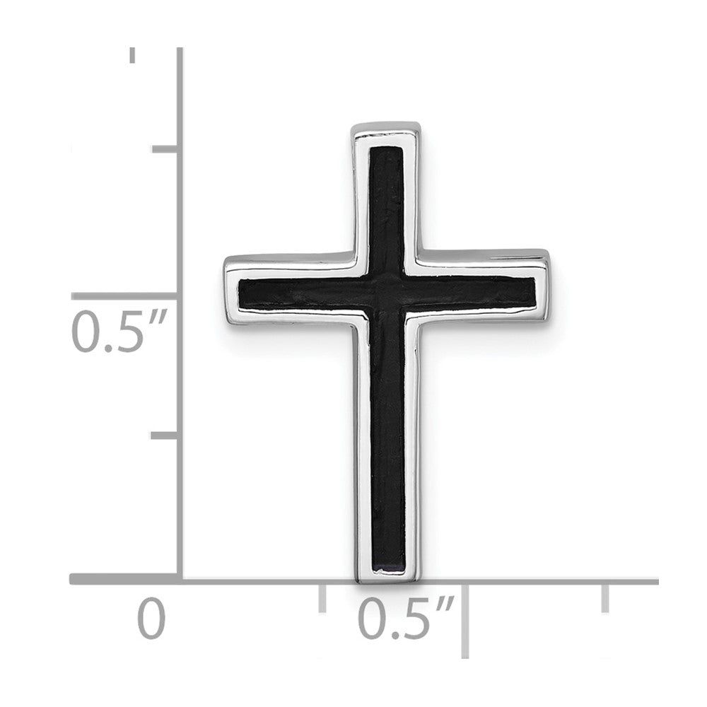 Sterling Silver Rhodium-plated Polished Enamel Cross Chain Slide Pendant