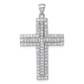Sterling Silver Rhodium-plated White CZ Cross Pendant