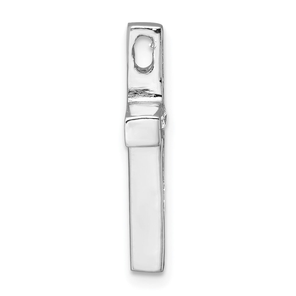 Sterling Silver Rhodium-plated Polished CZ Cross Chain Slide Pendant