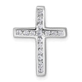 Sterling Silver Rhodium-plated Polished CZ Cross Chain Slide Pendant