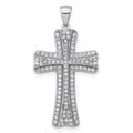 Sterling Silver Rhodium-plated Polished CZ Cross Pendant