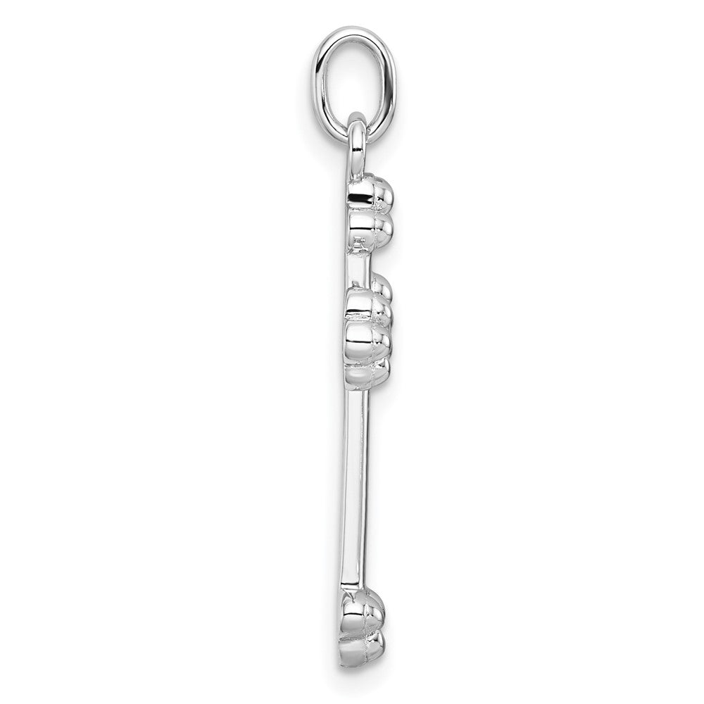 Sterling Silver RH-pl w/14k Accent Polished CZ Budded Cross Pendant