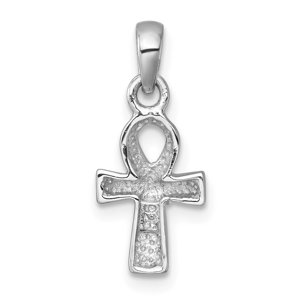 Sterling Silver Rhodium-plated Polished Ankh Cross Pendant