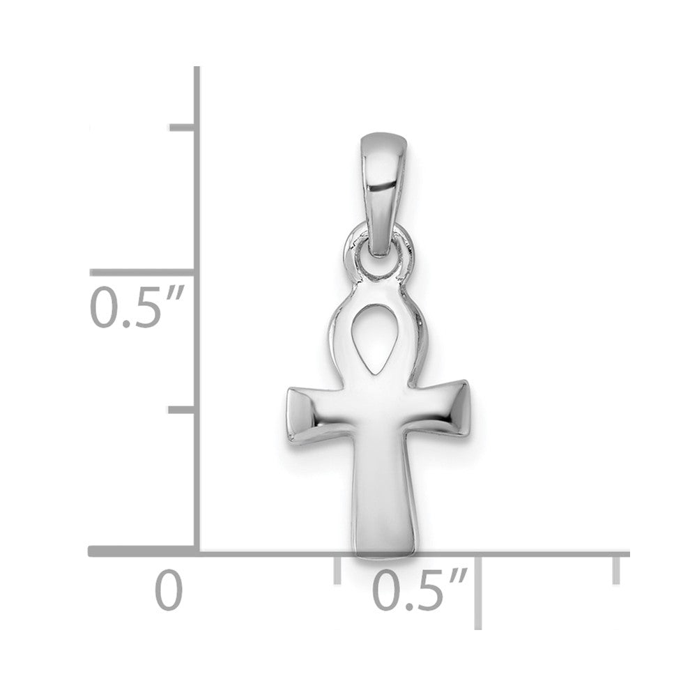 Sterling Silver Rhodium-plated Polished Ankh Cross Pendant
