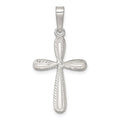 Sterling Silver Polished and Diamond-cut Cross Pendant