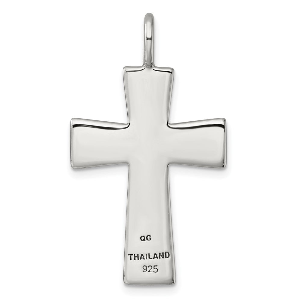 Sterling Silver Antiqued Polished Cross Pendant