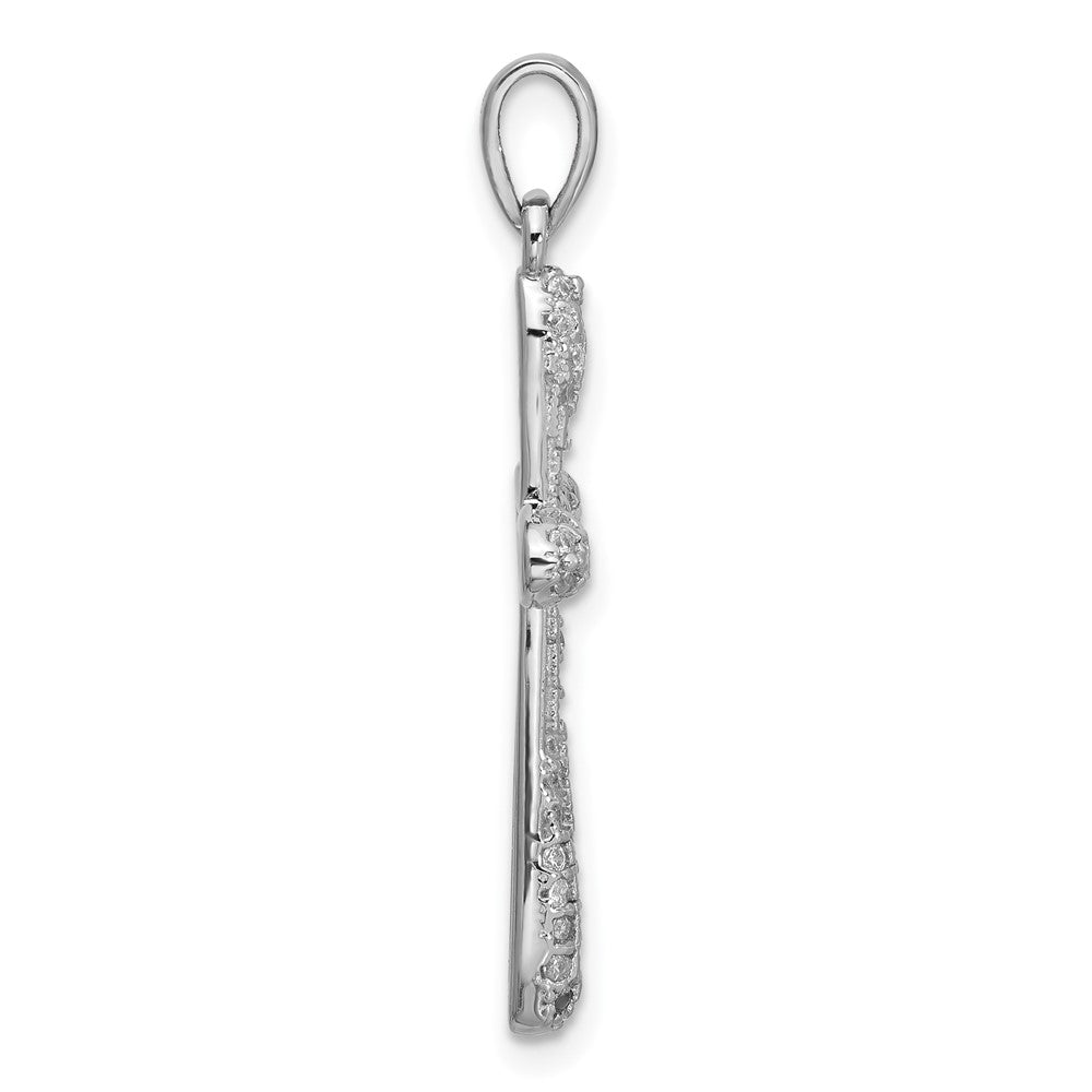 Sterling Silver Rhodium-plated CZ Cross Pendant