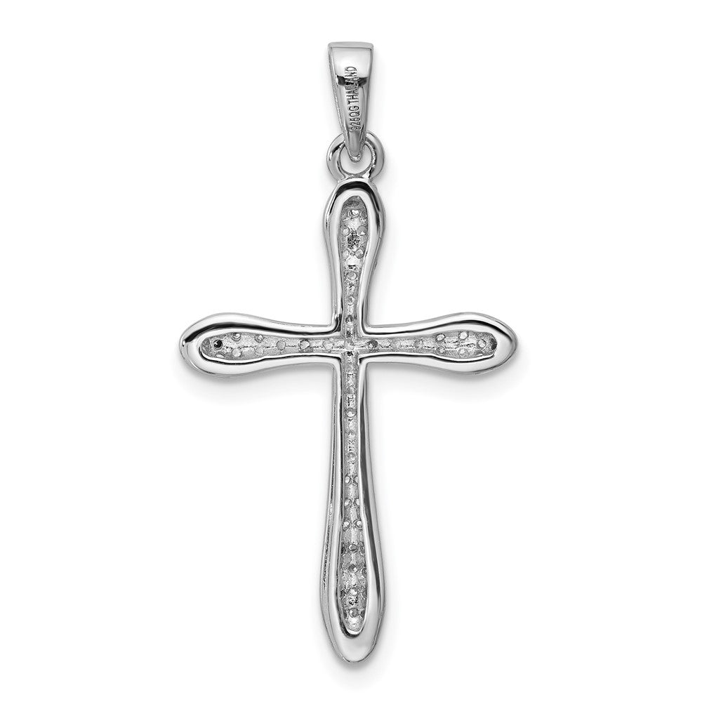 Sterling Silver Rhodium-plated CZ Cross Pendant