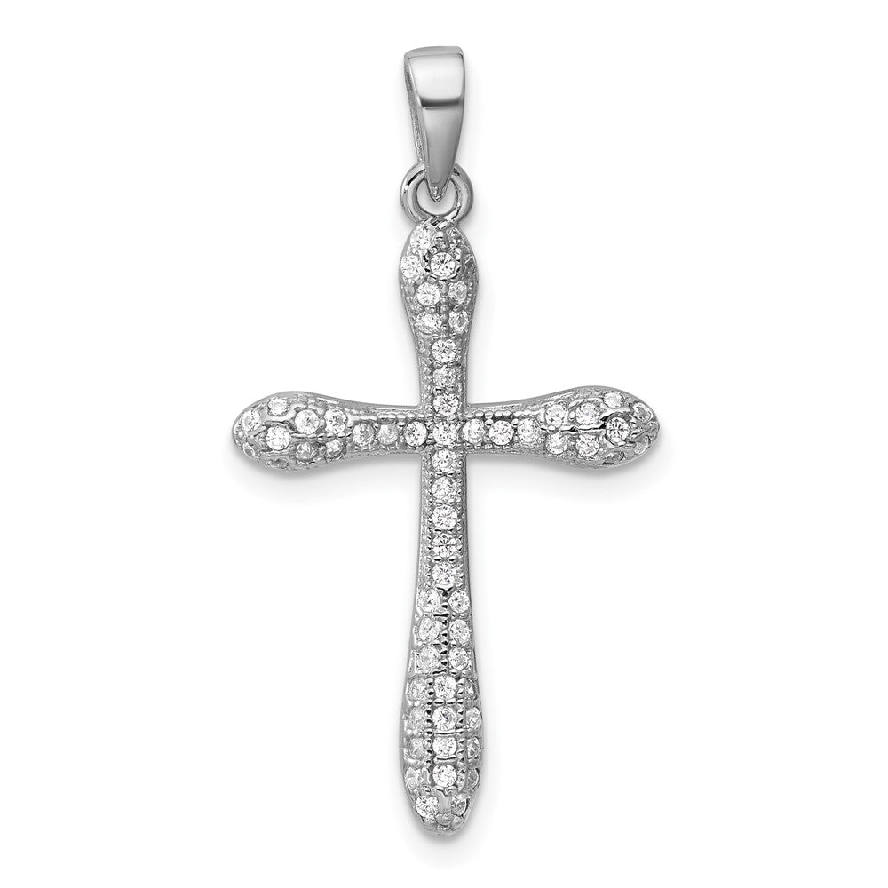 Sterling Silver Rhodium-plated CZ Cross Pendant