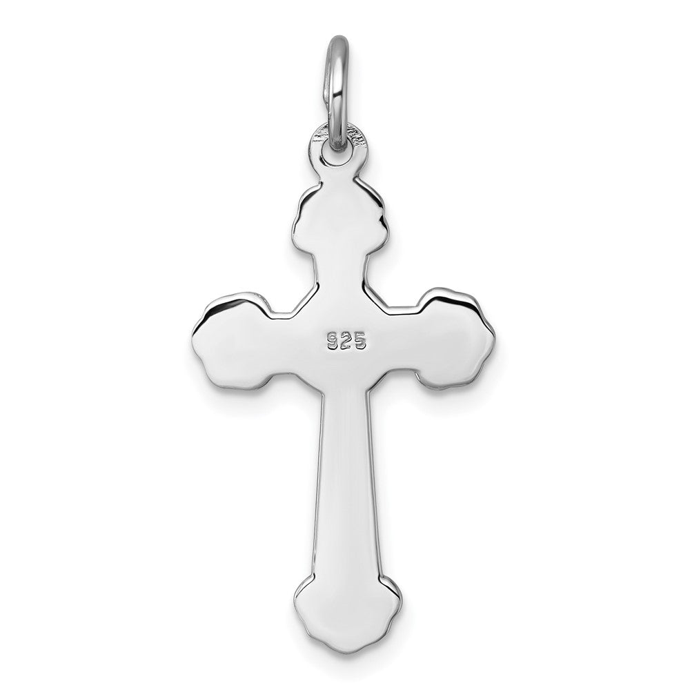 Sterling Silver Rhodium-plated Polished Fancy Cross Pendant