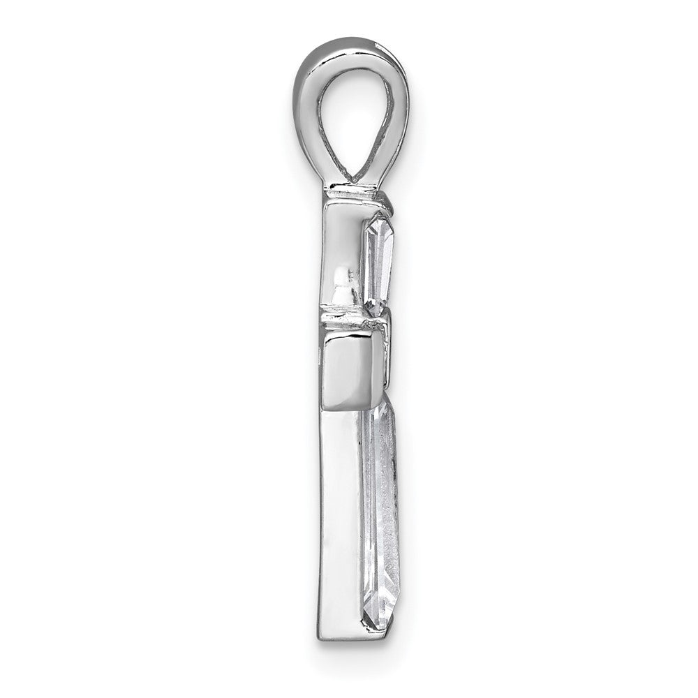 Sterling Silver Rhodium-plated Polished CZ Cross Pendant