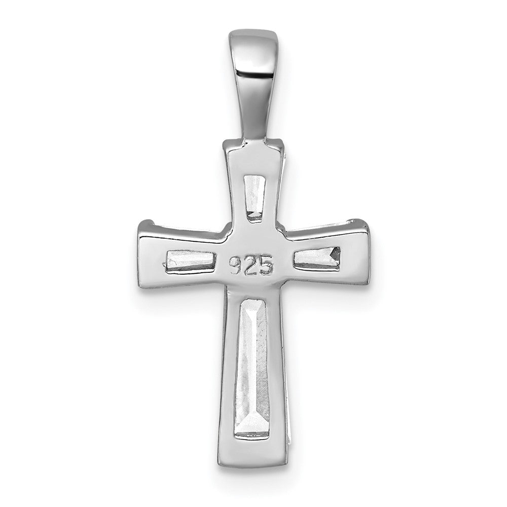 Sterling Silver Rhodium-plated Polished CZ Cross Pendant