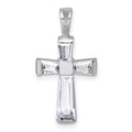 Sterling Silver Rhodium-plated Polished CZ Cross Pendant