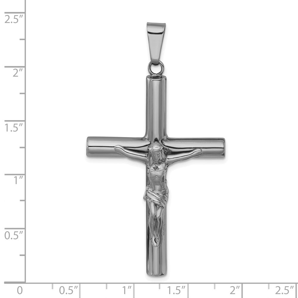 Sterling Silver Ruthenium Finish Polished Crucifix Pendant