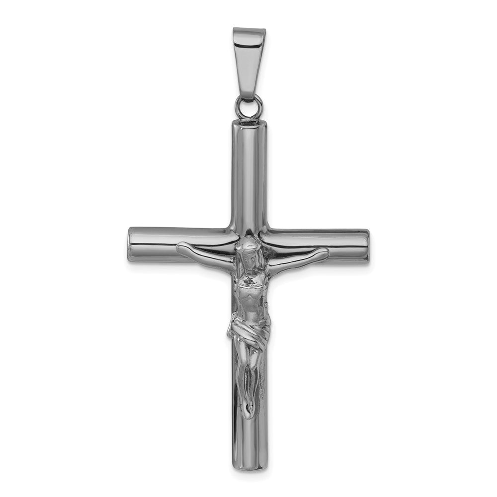 Sterling Silver Ruthenium Finish Polished Crucifix Pendant