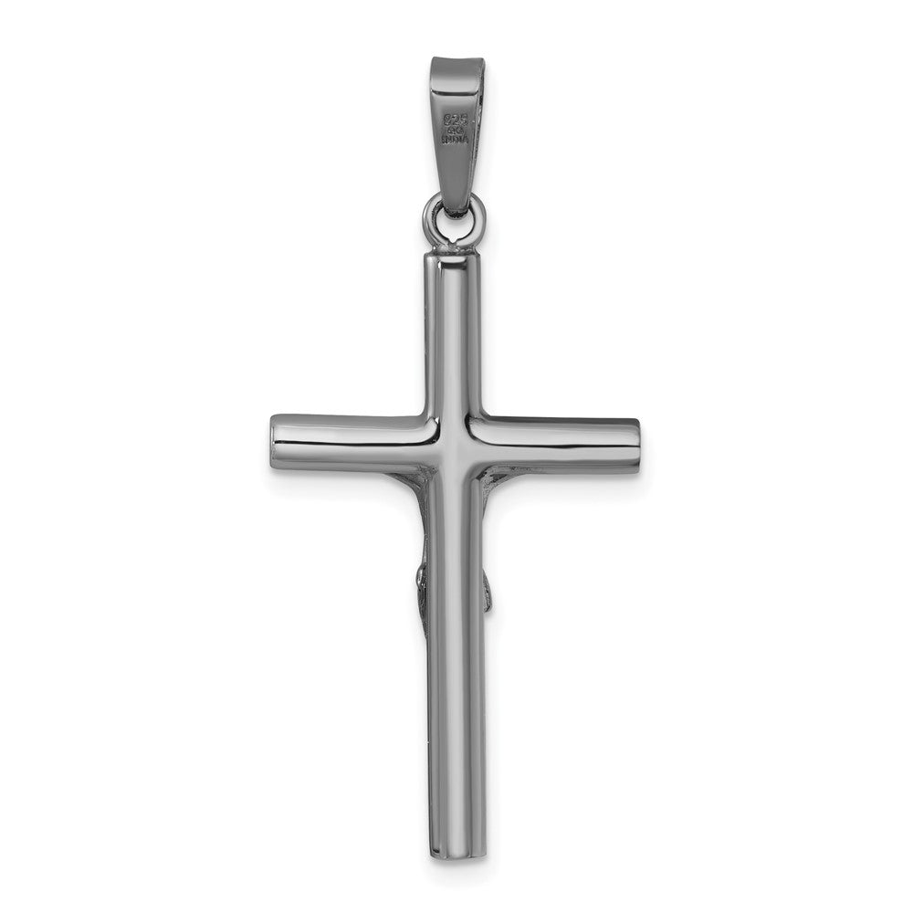 Sterling Silver Ruthenium Finish Polished Crucifix Pendant