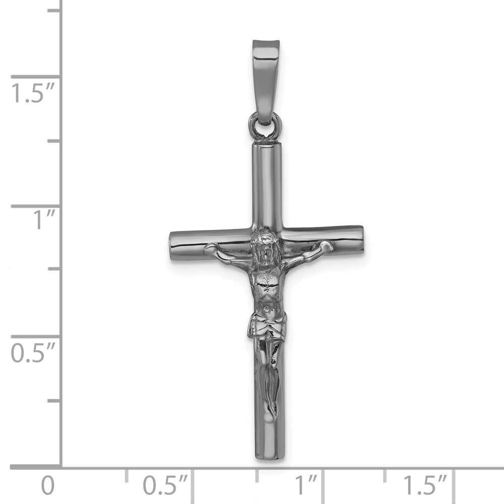 Sterling Silver Ruthenium Finish Polished Crucifix Pendant