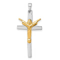 Sterling Silver RH-plated Gold-tone Crucifix with Raised Arms Pendant