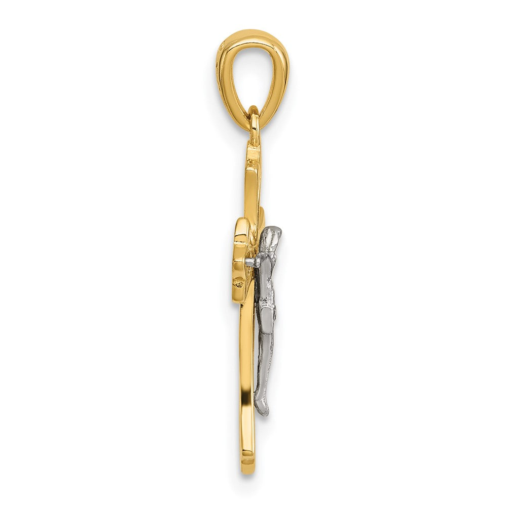 Sterling Silver Rhod-plated Gold-tone Polished Crucifix Cross Pendant