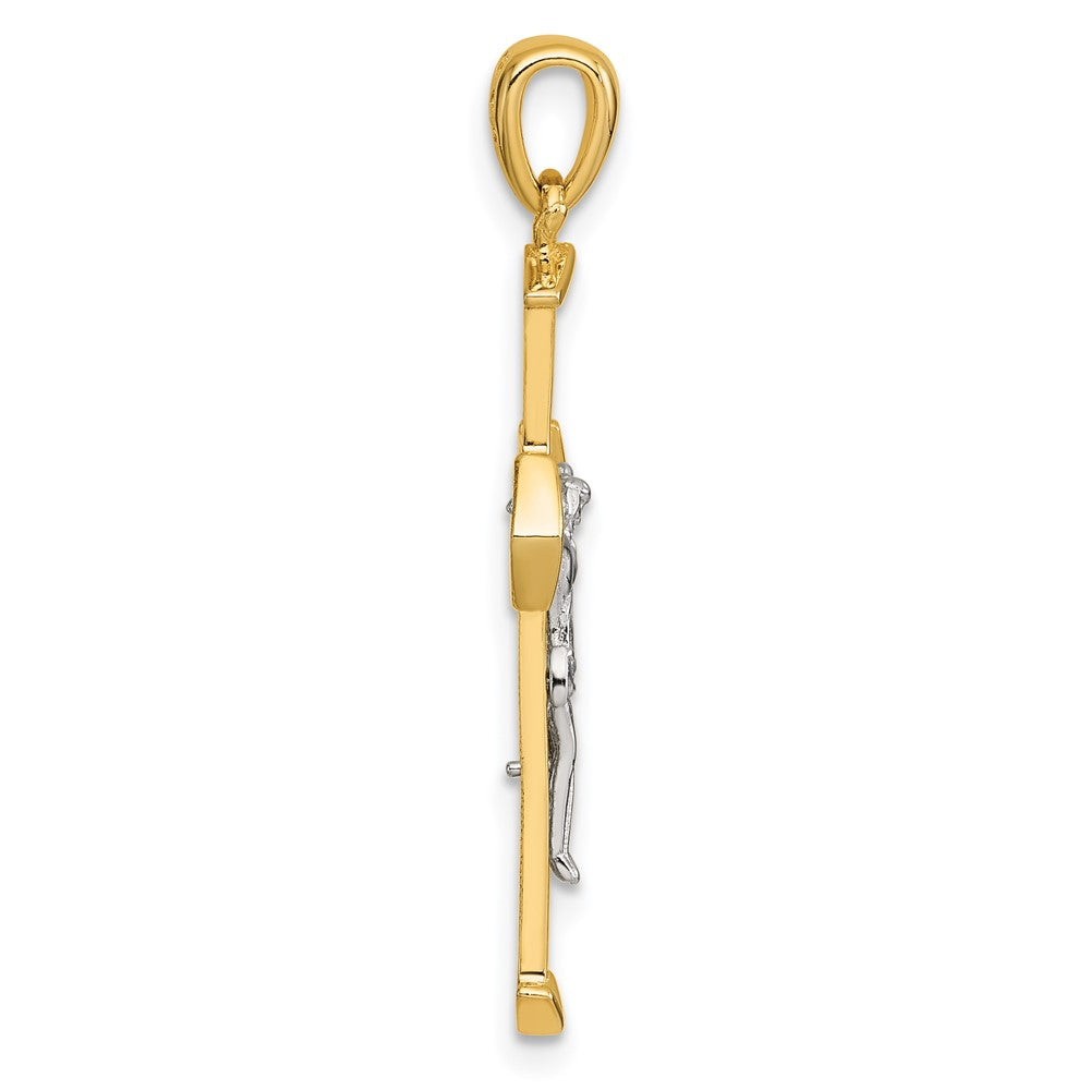 Sterling Silver Rhod-plated Gold-tone Polished Crucifix Cross Pendant