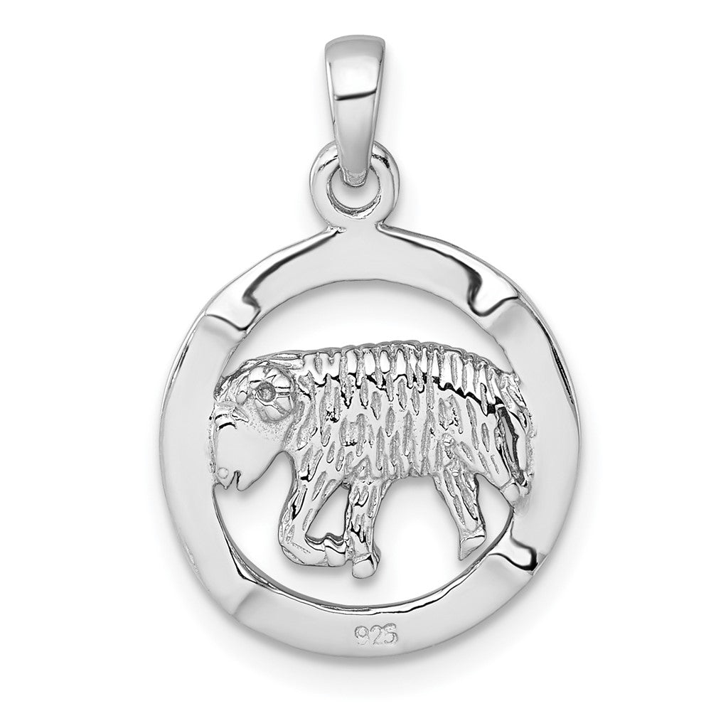 Sterling Silver Rhodium-plated Polished Aries Zodiac Pendant