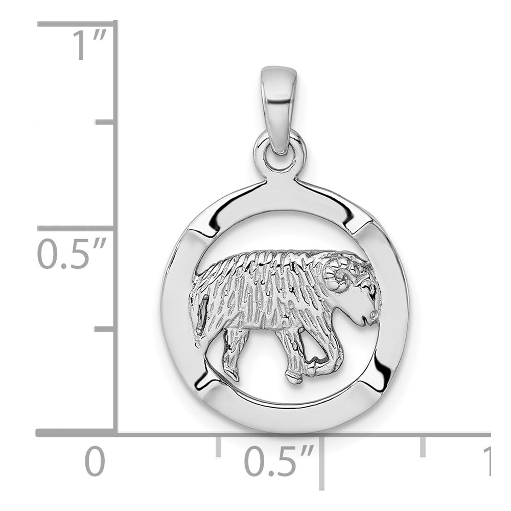 Sterling Silver Rhodium-plated Polished Aries Zodiac Pendant