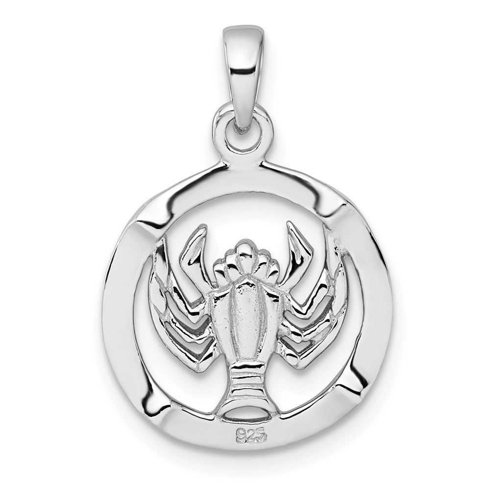 Sterling Silver Rhodium-plated Polished Cancer Zodiac Pendant