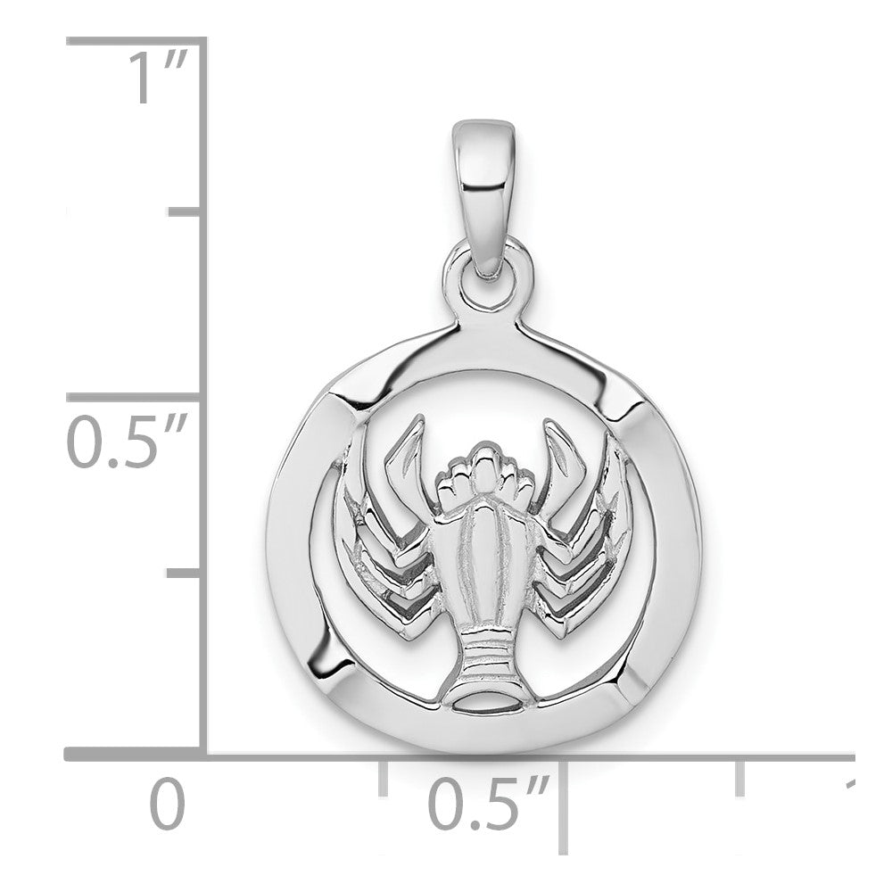 Sterling Silver Rhodium-plated Polished Cancer Zodiac Pendant