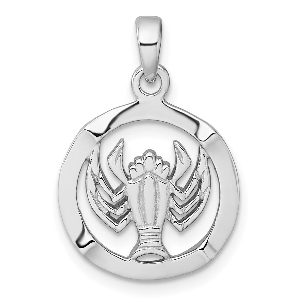 Sterling Silver Rhodium-plated Polished Cancer Zodiac Pendant