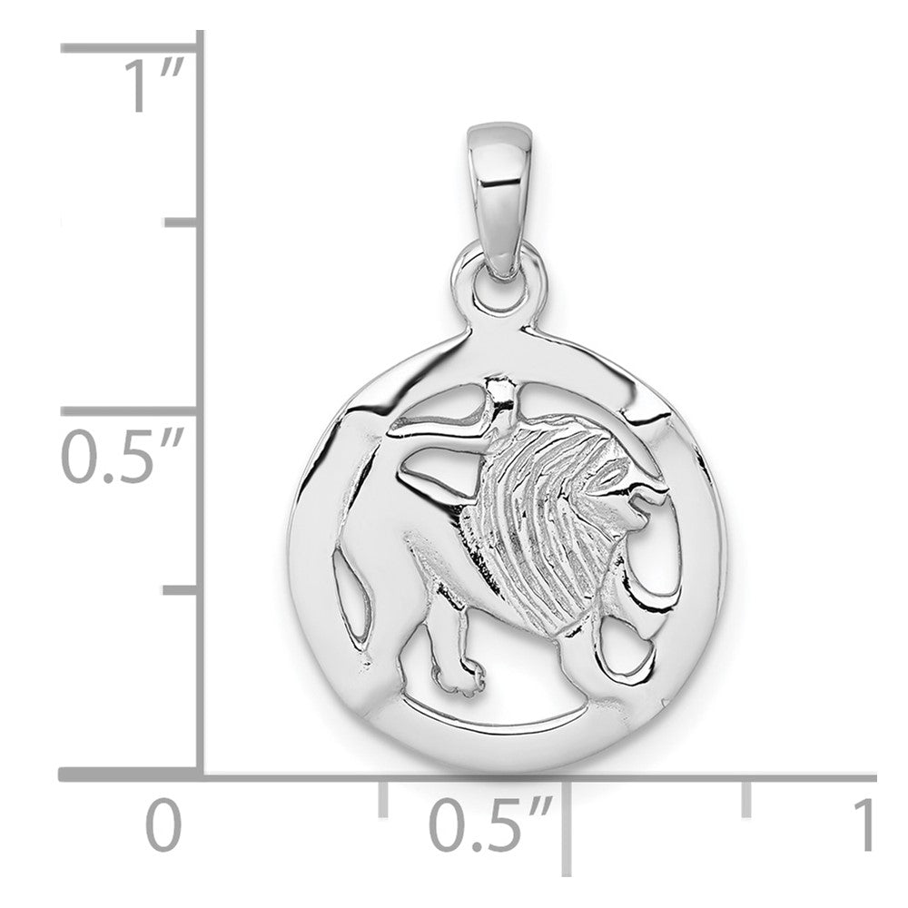Sterling Silver Rhodium-plated Polished Leo Zodiac Pendant