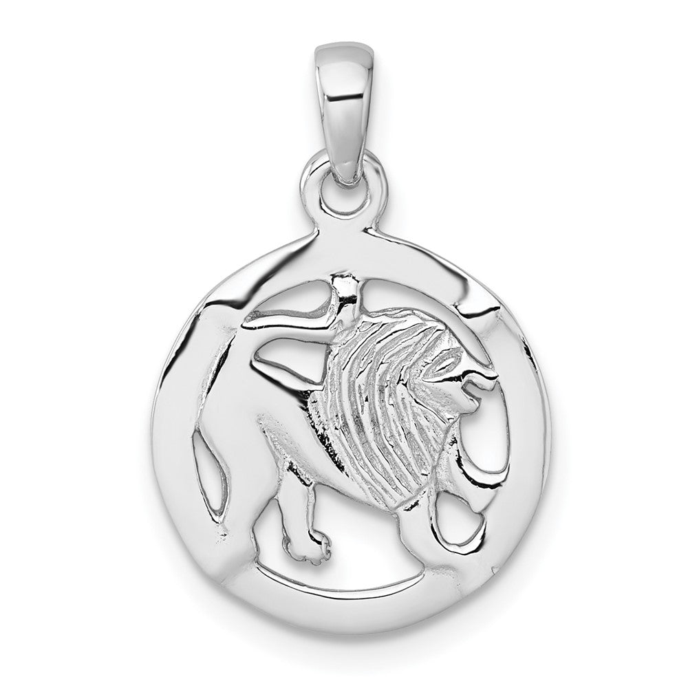 Sterling Silver Rhodium-plated Polished Leo Zodiac Pendant