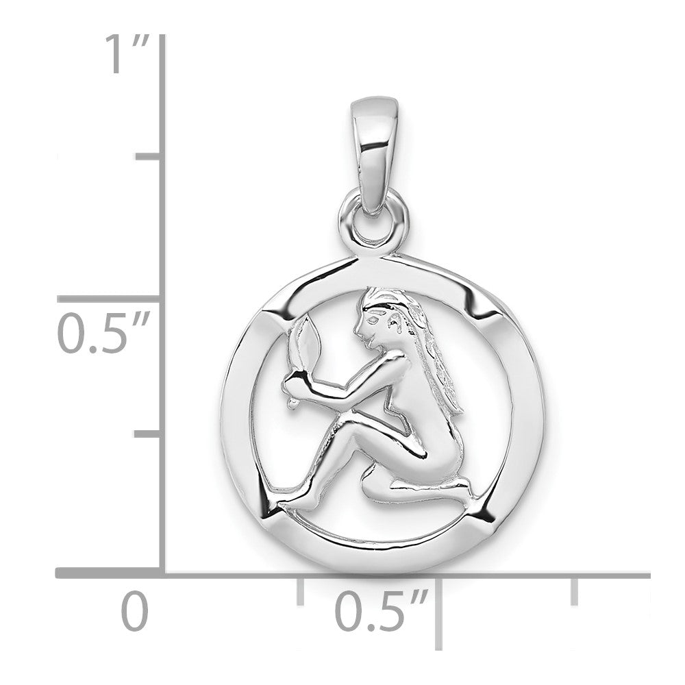 Sterling Silver Rhodium-plated Polished Virgo Zodiac Pendant