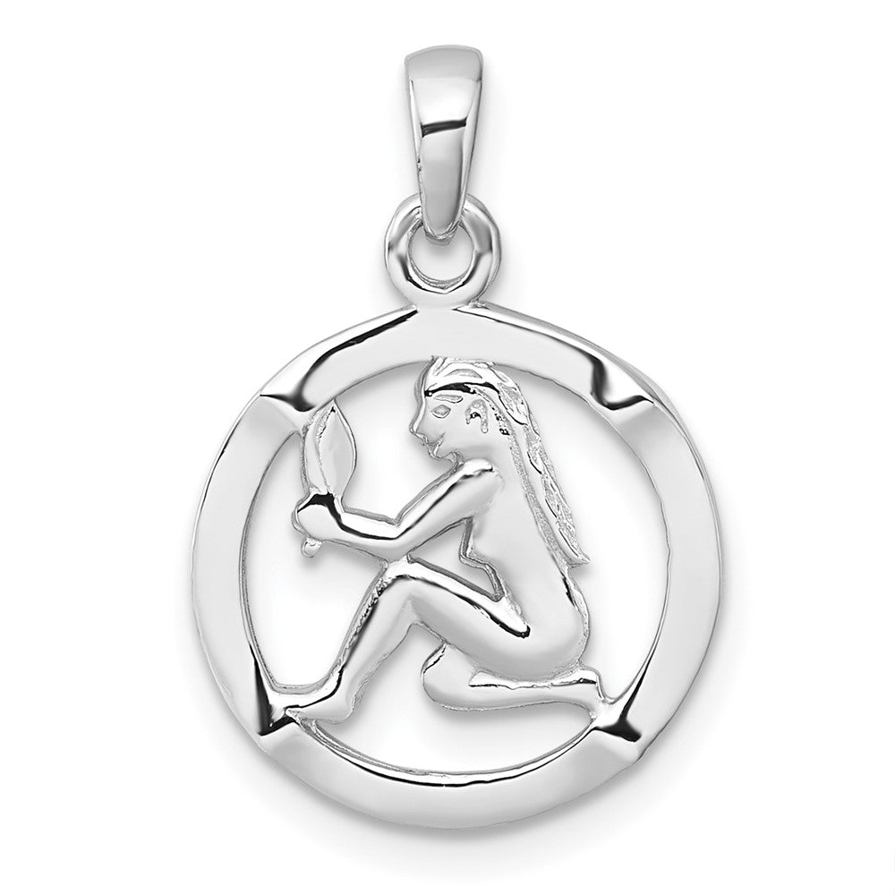 Sterling Silver Rhodium-plated Polished Virgo Zodiac Pendant