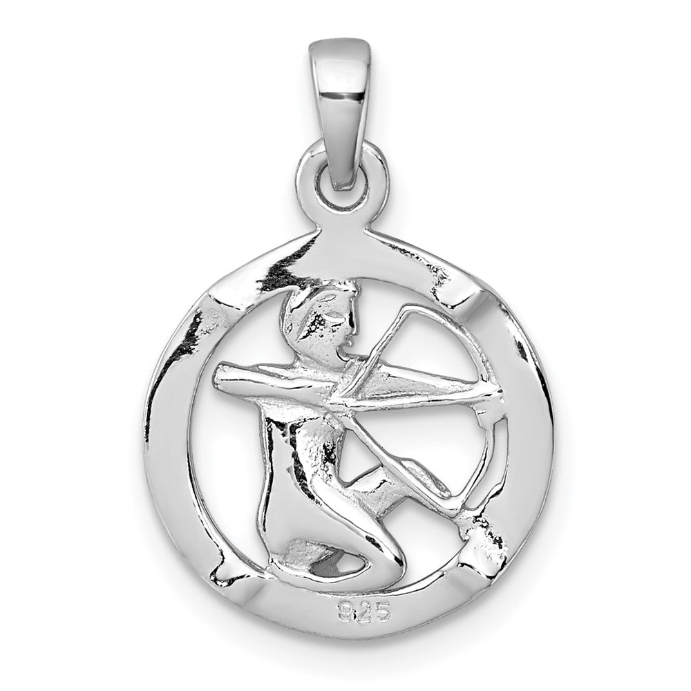 Sterling Silver Rhodium-plated Polished Sagittarius Zodiac Pendant