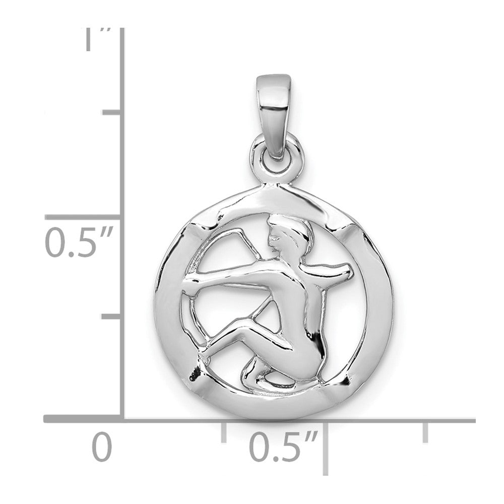 Sterling Silver Rhodium-plated Polished Sagittarius Zodiac Pendant