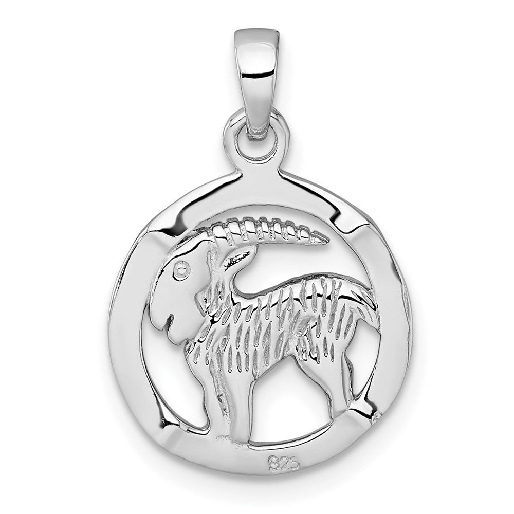 Sterling Silver Rhodium-plated Polished Capricorn Zodiac Pendant