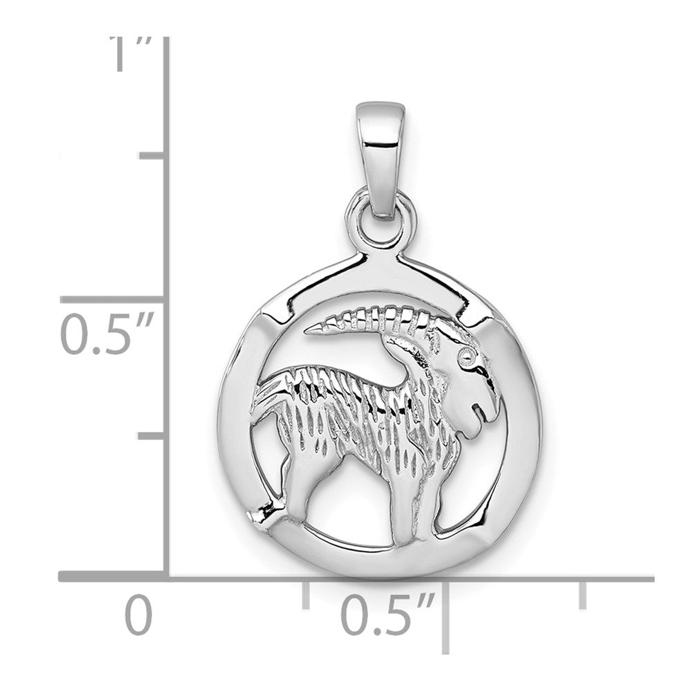 Sterling Silver Rhodium-plated Polished Capricorn Zodiac Pendant