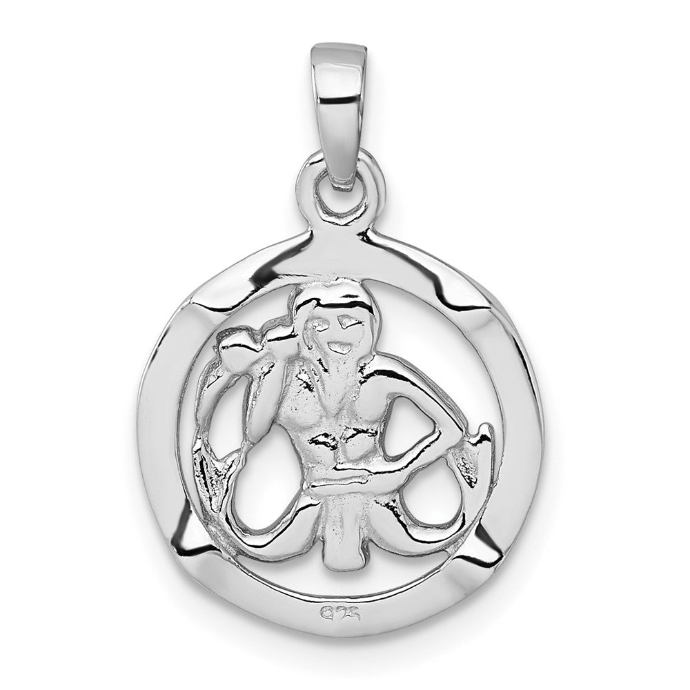 Sterling Silver Rhodium-plated Polished Aquarius Zodiac Pendant
