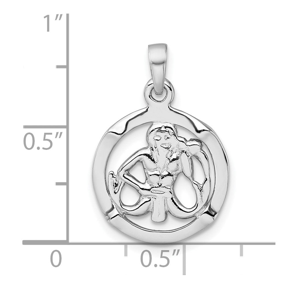 Sterling Silver Rhodium-plated Polished Aquarius Zodiac Pendant
