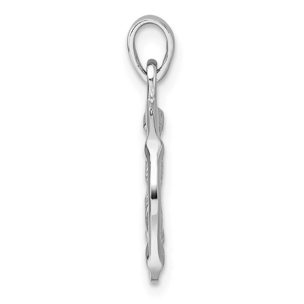 Sterling Silver Rhodium-plated Polished Pisces Zodiac Pendant