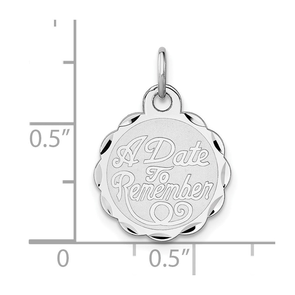Sterling Silver Rhodium-plated A Date To Remember Disc Charm