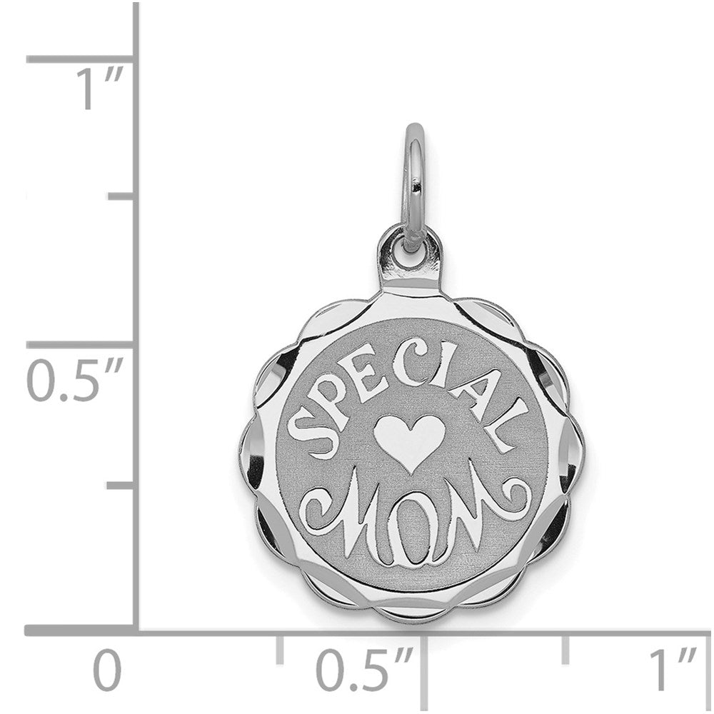 Sterling Silver Rhodium-plated Special Mom Disc Charm