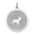 Sterling Silver Rhodium-plated Boston Terrier Disc Charm