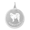 Sterling Silver Rhodium-plated Samoyed Disc Charm
